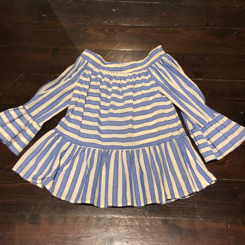 (BOGO 1/2 Off) EUC Maeve Anthropolgie Strapless 3/4 sleeve Top